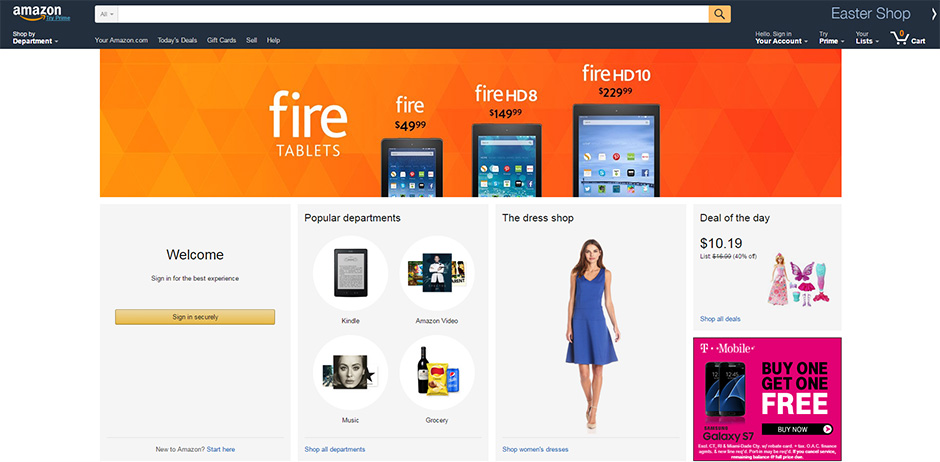 Amazon home page products